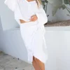 Jupe large en lin blanc