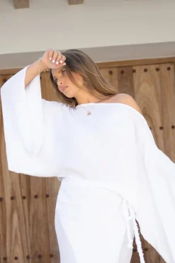Jupe large en lin blanc