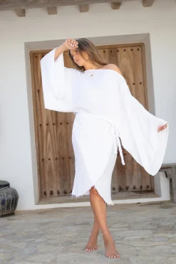 Jupe large en lin blanc