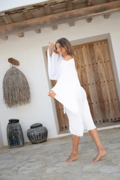 Jupe large en lin blanc