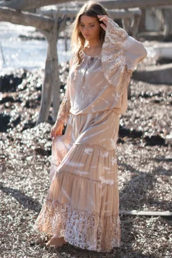 Jupe longue Lucia Batik Taupe