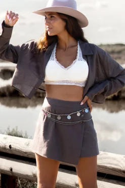 Jupe-short Seth Taupe foncé