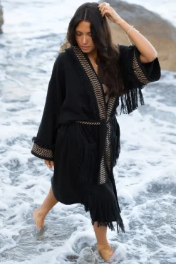 Kimono à franges Esthetica Noir