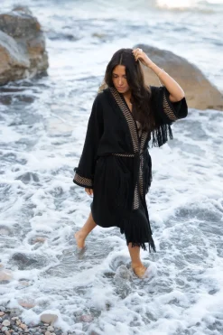 Kimono à franges Esthetica Noir