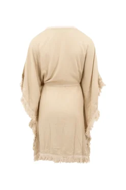 Kimono court à franges Sand/ Ecru Gold