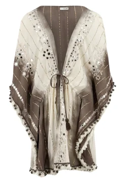 Kimono court Aine Lurex Beige/Brown