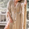 Kimono long à franges Fresco Light Taupe
