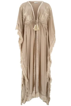 Kimono long à franges Kyra Powder