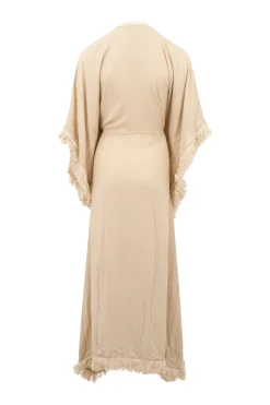 Kimono long à franges Sand/ Ecru Gold