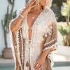 Kimono long Aine Lurex Beige/Brown
