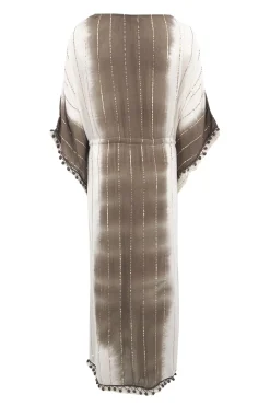 Kimono long Aine Lurex Beige/Brown