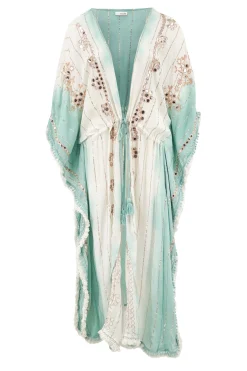 Kimono long Aine Lurex Blanc Aqua