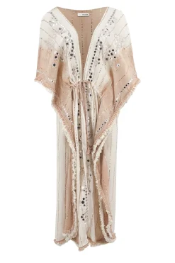 Kimono long Aine Lurex Blanc Beige
