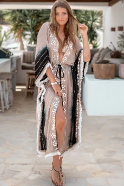 Kimono long Aine Lurex Noir Sable