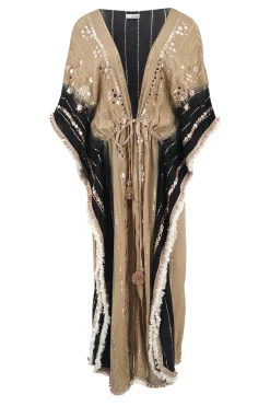Kimono long Aine Lurex Noir Sable