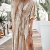 Kimono long Leafy Sand