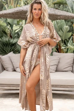 Kimono long Leafy Taupe