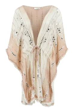 Kimono midi blanc beige