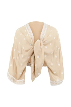 Kimono Shali brodé sable
