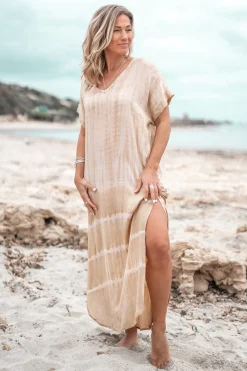 Long caftan Noa Tie Dye Sand/ Beige
