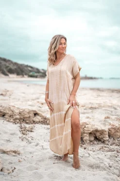 Long caftan Noa Tie Dye Sand/ Beige