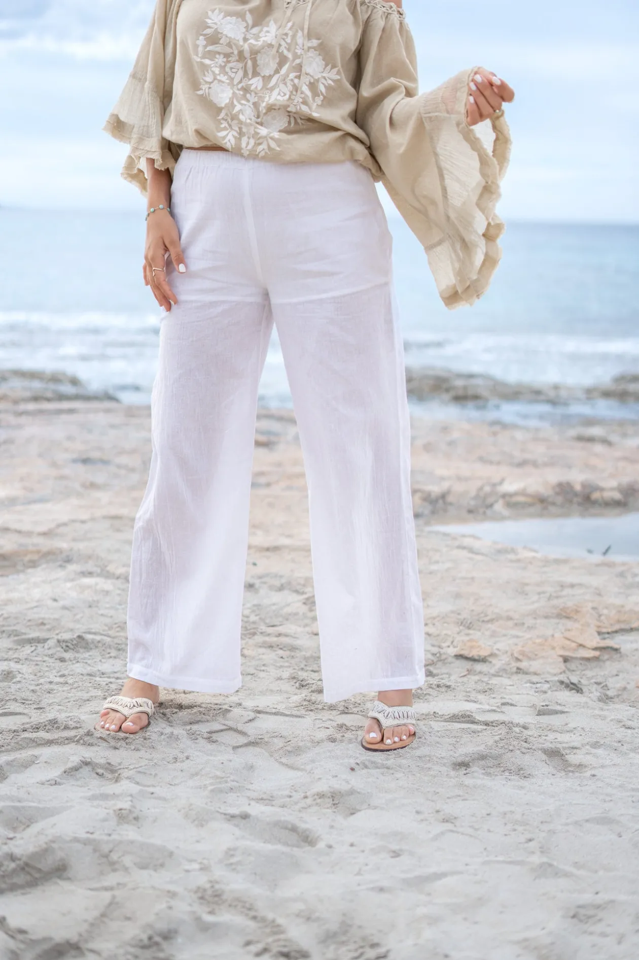 Pantalon Agar Bordado Blanc