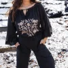 Pantalon Agar Bordado Noir