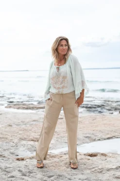 Pantalon Agar Bordado Sand