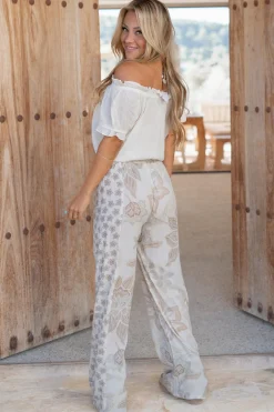Pantalon Brisa Flower Ivoire