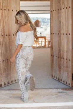 Pantalon Brisa Flower Ivoire