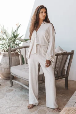 Pantalon en lin Lyana Beige clair