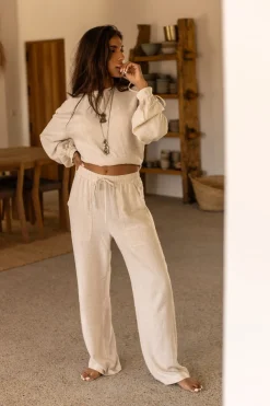 Pantalon en lin Lyana Beige clair