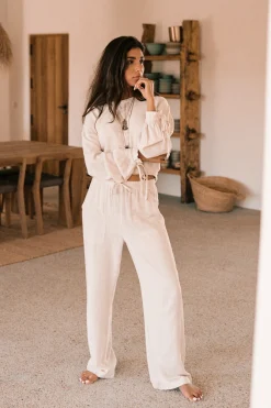 Pantalon en lin Lyana Beige clair