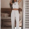 Pantalon rayé Ivy Beige/Noir