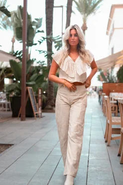 Pantalon Sparkle Ecru Gold