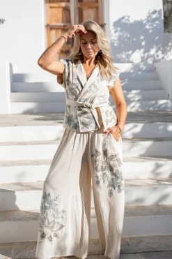Pantalon Vena Floral Ivoire