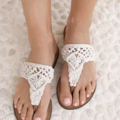 Pantoufles au crochet Ivoire