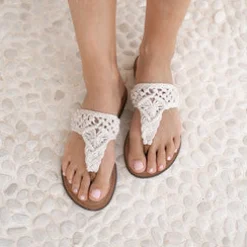 Pantoufles au crochet Ivoire