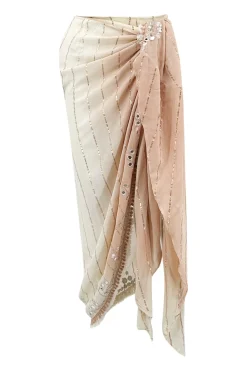 Pareo Aine Lurex Blanc/Beige