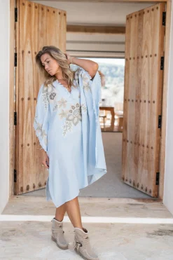 Poncho Alanza Floral Bleu pâle