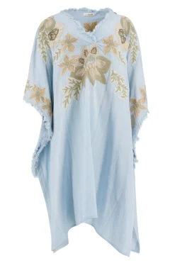 Poncho Alanza Floral Bleu pâle