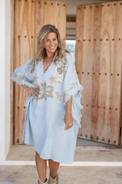Poncho Alanza Floral Bleu pâle