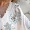 Poncho Alanza Floral Ivoire