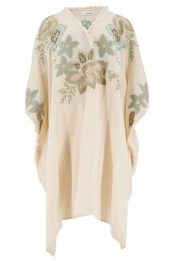 Poncho Alanza Floral Ivoire