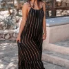 Robe à bretelles Gigi Stripe Noir