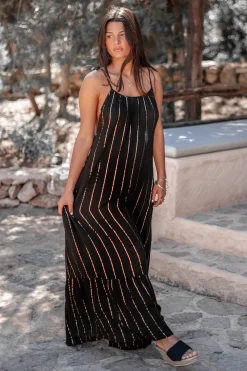 Robe à bretelles Gigi Stripe Noir