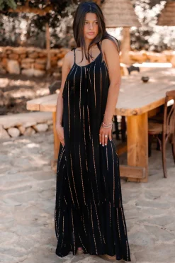 Robe à bretelles Gigi Stripe Noir
