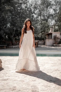 Robe à bretelles Gigi Stripe Ecru