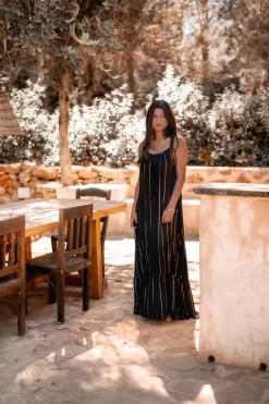 Robe à bretelles Gigi Stripe Noir