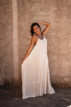Robe à bretelles Gigi Stripe Ecru